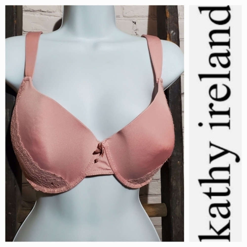Kathy‎ Ireland 36DD 36E Bra Padded Underwire Wide Straps Pink